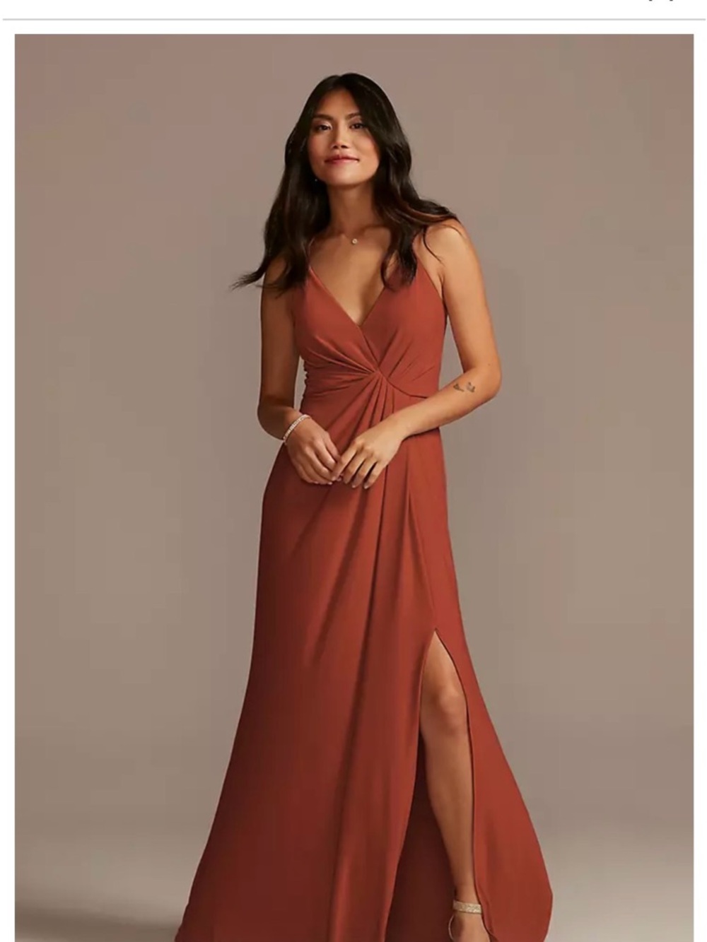 David's Bridal Cinnamon A Line Jersey Dress - Size 10